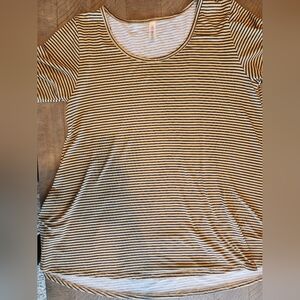 LuLaRoe Black and Tan Striped Short Sleeve Tee